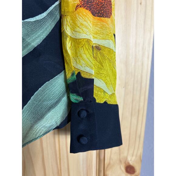 Alice and Olivia Willa Button Front Floral Silk Top Size XS Le Parisien $350 - Picture 10 of 14